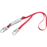 PRO Shock Absorbing Lanyards, 4', Snap Hook Center, Snap Hook Leg Ends, Polyester Chandler Sales