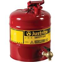 Laboratory Safety Can with Faucet, Type I, Steel, 5 US gal., Red, FM Approved Chandler Sales