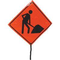 Enseigne enroulable pr&eacute;sence de travailleurs, 24" x 24", Vinyle, Pictogramme Chandler Sales