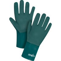 Double Dipped Green Gloves, 12" L, PVC, Cotton Jersey Inner Lining, 70-mil Chandler Sales