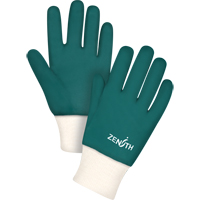 Double Dipped Green Gloves, 10" L, PVC, Cotton Jersey Inner Lining, 70-mil Chandler Sales