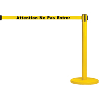 Free-Standing Crowd Control Barrier, Steel, 35" H, Yellow Tape, 7' Tape Length Chandler Sales