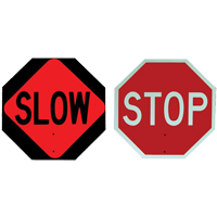 Double-Sided "Stop/Slow" Traffic Control Sign, 18" x 18", Plastic, English with Pictogram Chandler Sales