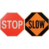 Double-Sided "Stop/Slow" Traffic Control Sign, 18" x 18", Plastic, English with Pictogram Chandler Sales