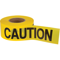 "Caution" Barricade Tape, English, 3" W x 1000' L, 1.5 mils, Black on Yellow Chandler Sales