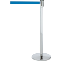 Slimline TensaBarrier&reg; Barrier Post, Steel, 38" H, Blue Tape, 7.5' Tape Length Chandler Sales