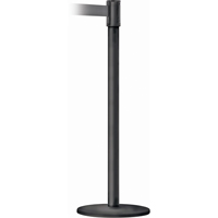 Slimline TensaBarrier&reg; Barrier Post, Steel, 38" H, Black Tape, 7.5' Tape Length Chandler Sales