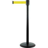 Slimline TensaBarrier&reg; Barrier Post, Steel, 38" H, Yellow Tape, 7.5' Tape Length Chandler Sales