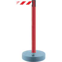 Outdoor TensaBarrier&reg; Barrier Post, Plastic, 37" H, White/Red Tape, 13' Tape Length Chandler Sales