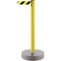 Outdoor TensaBarrier&reg; Barrier Post, Plastic, 37" H, Black/Yellow Tape, 13' Tape Length Chandler Sales