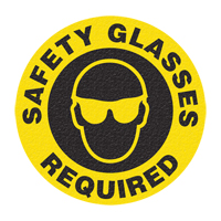 "Safety Glasses" Floor Sign, Adhesive, English with Pictogram Chandler Sales