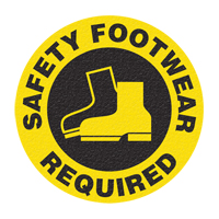 "Safety Footwear" Floor Sign, Adhesive, English with Pictogram Chandler Sales