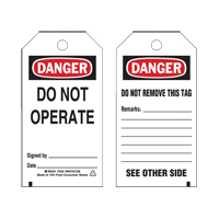 Lockout Tags, Plastic, 3" W x 5-3/4" H, English Chandler Sales