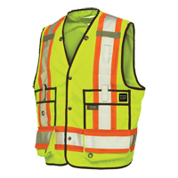 Surveyor Safety Vest, High Visibility Lime-Yellow, X-Large, Polyester Chandler Sales