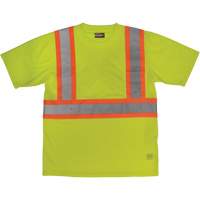 Short-Sleeved Safety T-Shirt with Pocket, Polyester, Large, High Visibility Lime-Yellow Chandler Sales