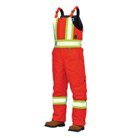 Salopettes de s&eacute;curit&eacute; doubl&eacute;e en canevas, Coton, Grand, Orange haute visibilit&eacute; Chandler Sales