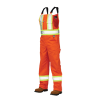 Salopettes de s&eacute;curit&eacute; non doubl&eacute;e, Poly-coton, Grand, Orange haute visibilit&eacute; Chandler Sales