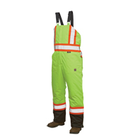 Salopettes de s&eacute;curit&eacute; doubl&eacute;e, Polyester/Polyur&eacute;thane, Grand, Jaune lime haute visibilit&eacute; Chandler Sales