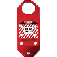 Moraillon de verrouillage pr&eacute;venant l'utilisation conforme aux normes OSHA Danger Stopout Aluma-Tag, Rouge Chandler Sales
