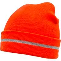 Bonnet en tricot haute visibilit&eacute; avec bande r&eacute;fl&eacute;chissante, Orange haute visibilit&eacute;, Acrylique Chandler Sales