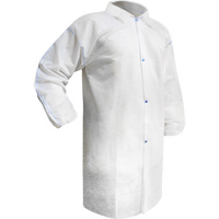 Disposable Lab Coat, Polypropylene, White, Medium Chandler Sales