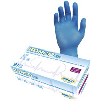 Gants jetables, 2T-Grand, Nitrile, 4 mils, Sans poudre, Bleu Chandler Sales