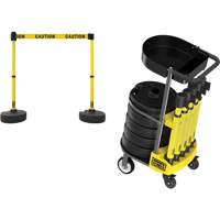 PLUS Barrier Post Cart Kit with Tray, 75' L, Metal, Yellow Chandler Sales