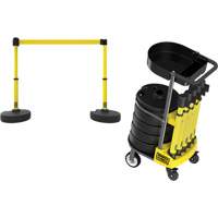 PLUS Barrier Post Cart Kit with Tray, 75' L, Metal, Yellow Chandler Sales