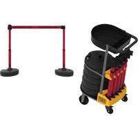 PLUS Barrier Post Cart Kit with Tray, 75' L, Metal, Red Chandler Sales
