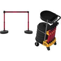 PLUS Barrier Post Cart Kit with Tray, 75' L, Metal, Red Chandler Sales