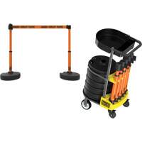 PLUS Barrier Post Cart Kit with Tray, 75' L, Metal, Orange Chandler Sales
