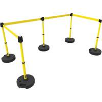 PLUS Barrier Post Set X5, Plastic, 42" H, Yellow Tape, 15' Tape Length Chandler Sales