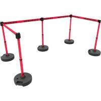 Ensemble de cinq montants pour barri&egrave;re PLUS, Plastique, 42" h, Ruban Rouge, Longueur du ruban 15' Chandler Sales