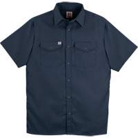 Chemise de travail &agrave; manches courtes en tissu crois&eacute; avec boutons-pression, Hommes, Petit, Bleu marine Chandler Sales