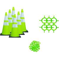 Traffic Cone & Chain Kit, 28", Green, 4" & 6" Reflective Collar(s) Chandler Sales