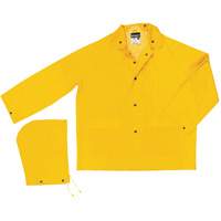 Classic Series Rain Jacket with Detachable Hood, Polyester/PVC, Large, Yellow Chandler Sales