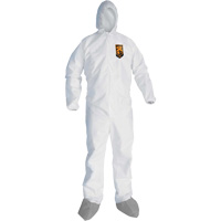 KleenGuardA45 Liquid & Particle Protection Coveralls with Anti-Slip Shoe, Large, Grey/White, Microporous Chandler Sales