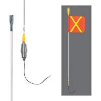 Tiges de s&eacute;curit&eacute; tout-temps de s&eacute;rie lourde avec lumi&egrave;re DEL constante Safety Whip, Fixation Ressort, Hauteur 5', Orange avec X r&eacute;fl&eacute;chissant Chandler Sales