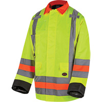 6040 Veste de contr&ocirc;le de la circulation pour l'hiver qu&eacute;b&eacute;cois, Polyester, Jaune lime haute visibilit&eacute;, T-petit Chandler Sales
