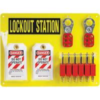 Lockout Board with Keyed Alike Nylon Safety Lockout Padlocks, Plastic Padlocks, 6 Padlock Capacity, Padlocks Included Chandler Sales