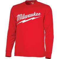 Heavy-Duty Long-Sleeved T-Shirt with Milwaukee&reg; Logo, Men's, Small, Red Chandler Sales