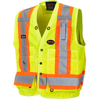 6693 Veste de s&eacute;curit&eacute; pour arpenteur, Jaune lime haute visibilit&eacute;, Moyen, Polyester Chandler Sales
