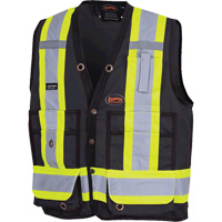 6692BK Surveyor's Safety Vest, Black, Medium, Polyester Chandler Sales