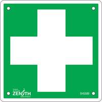 Enseigne premiers soins, 6" x 6", Aluminium, Pictogramme Chandler Sales