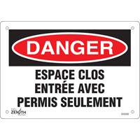 Enseigne  Espace clos , 7" x 10", Aluminium, Français Chandler Sales