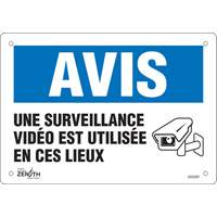 Enseigne  Surveillance vid&eacute;o , 7" x 10", Plastique, Français avec pictogramme Chandler Sales