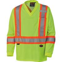 6985 Chandail de s&eacute;curit&eacute; &agrave; manches longues pour circulation en micromaille, Petit, Jaune lime haute visibilit&eacute; Chandler Sales