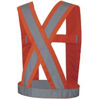 5491 Bretelles ajustables de s&eacute;curit&eacute; haute visibilit&eacute; de 4" de largeur, R&eacute;pond ou surpasse la norme CSA Z96 classe 2 - niveau 2, Orange haute visibilit&eacute;, Couleur r&eacute;fl&eacute;chissante Argent, Taille unique Chandler Sales