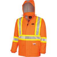 5884 Manteau imperm&eacute;able ignifuge et r&eacute;sistant aux arcs &eacute;lectriques avec capuchon Flash-Gard, Petit, Orange haute visibilit&eacute;, 51 cal/cm² Chandler Sales