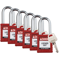 Cadenas de verrouillage Velocity, Rouge, Cl&eacute;s diff&eacute;rentes, Nylon, Largeur de 1-1/2" Chandler Sales